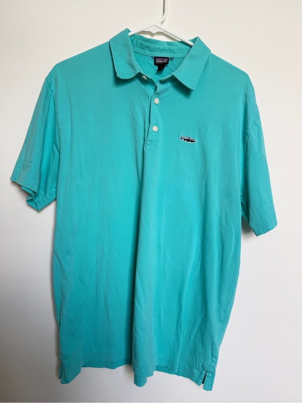 Patagonia Men's Teal Polo Shirt with Subtle Logo